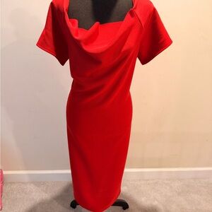 Elegant Red Cowl Neck Dress